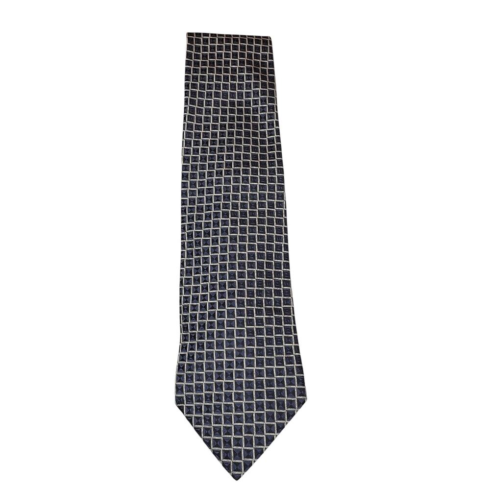 Hart Schaffner Marx Mens Tie Blue Geometric Professional Corporate Necktie